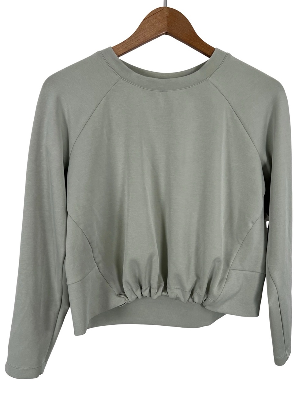 FLX Cropped Cinch Hem Pullover Sweatshirt Performance Sage Green Women’s Small